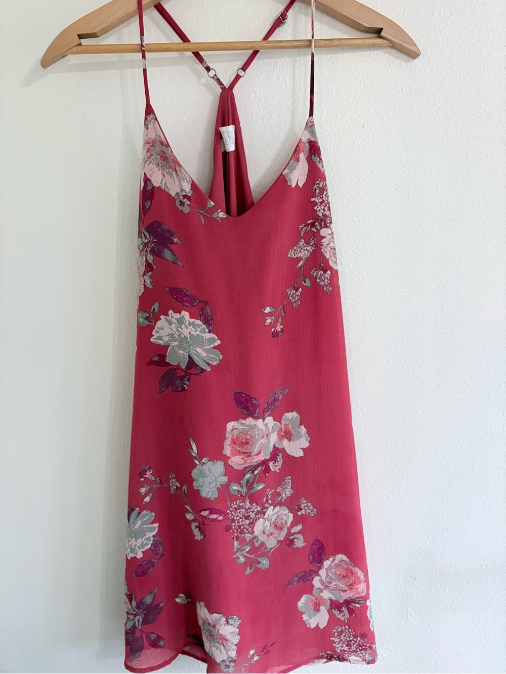 Eyeshadow Pink Floral Strappy Back Mini Dress Women’s [S] Boho Y2K